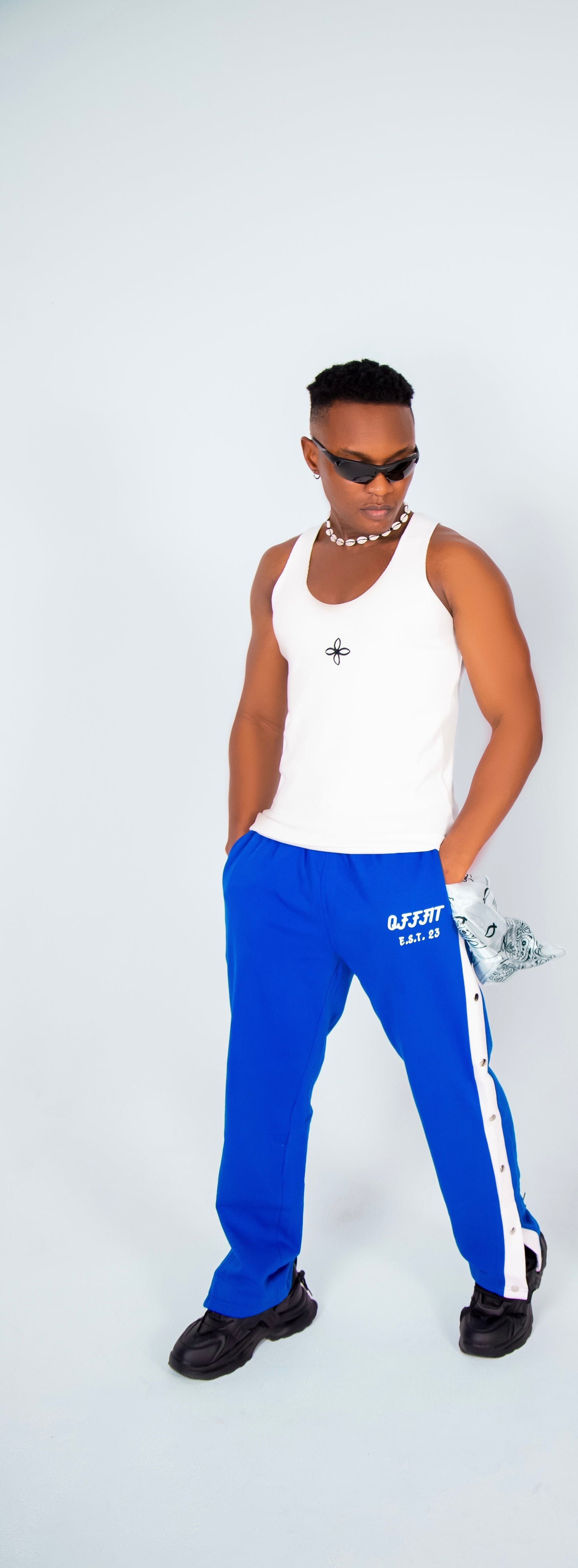 OFFFIT Snap Pants – Royal Blue/White